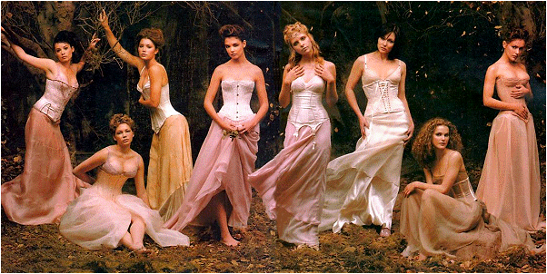 Sarah accompagne d'autres actrices de TV -de gauche  droite- : Holly Marie Combs, Michelle Williams, Jessica Biel, Kathie Holmes, Sarah elle mme, Shannen Doherty, Keri Russell et Alyssa Milano.